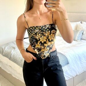 Princess Polly Black and Gold Scarf Top
